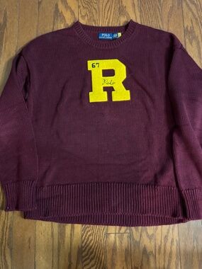 Vintage Polo Ralph Lauren Letterman Sweater – Burgundy & Yellow